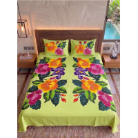 Hand Painted Rayon Bedsheet Set King Size